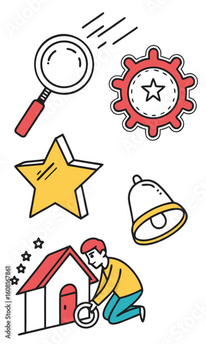 Set of colorful outline icons