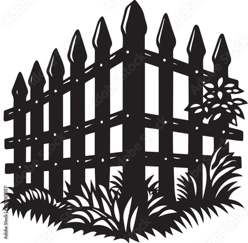 rustic wooden picket fence logo, rustic wooden picket fence silhouette vector icon