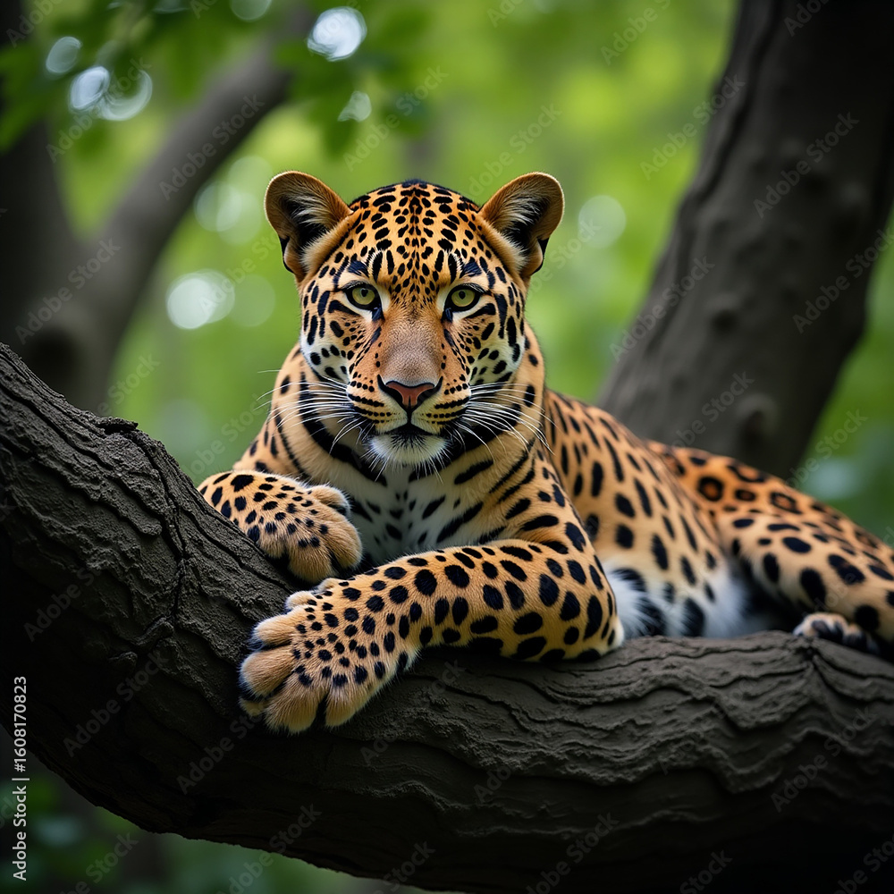 Obraz premium Jaguar and leopard portrait in zoo wildlife close up face