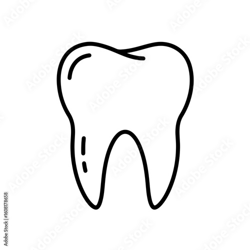 Simple Line Art Depiction of a Human Tooth with Root Detail