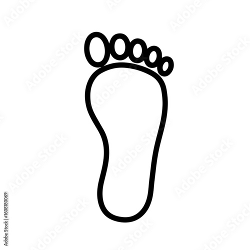 Stylized Footprint Outline: Simple Black Line Art Depicting Human Foot