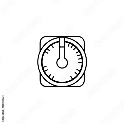 Simple Line Drawing of a Square Analog Timer