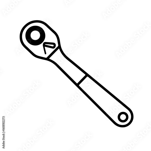Simple Line Drawing of a Ratchet Wrench