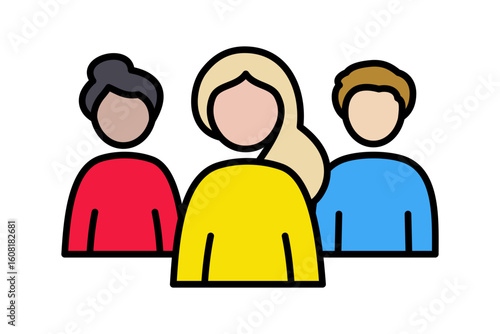 Group of people icon. A team of employees, new hires, or job applicants. Ideal for career, recruiting, onboarding, and training concepts.