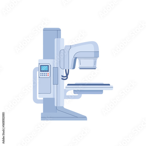 Modern medical X-ray machine, ready for patient examination.