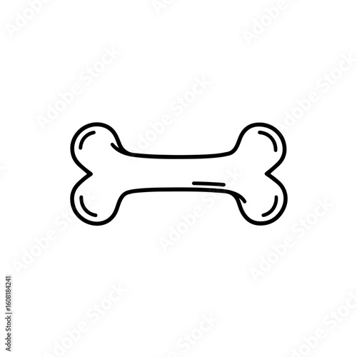Simple Black Outline Drawing of a Bone with Rounded Ends and Smooth Surface