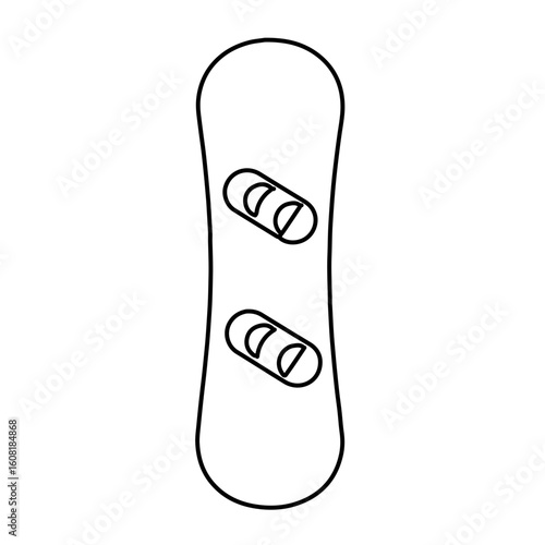 Simple Outline of a Snowboard with Binding Details