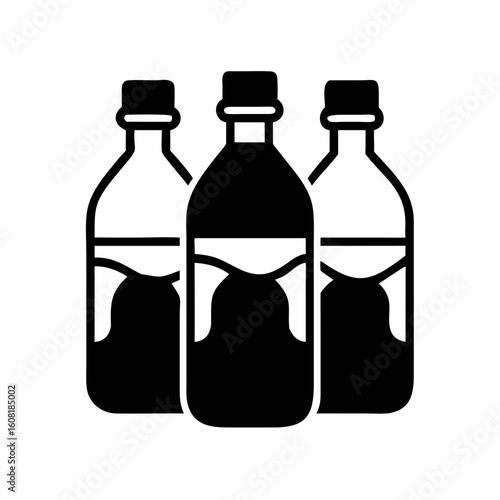 Black and white bottle illustrations liquid drink