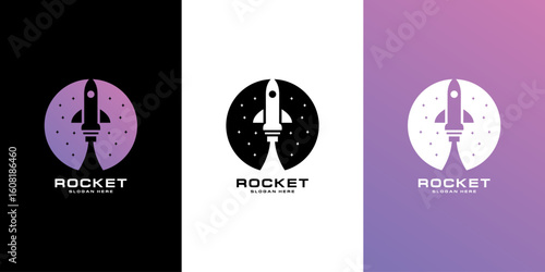rocket launch logo vector template