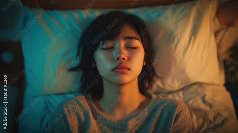 Peaceful Sleep: A Woman Resting in Bed Peaceful Sleep: A Woman Resting in Bed