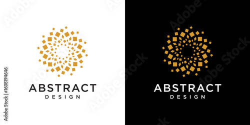 Abstract gold box shape - design element.