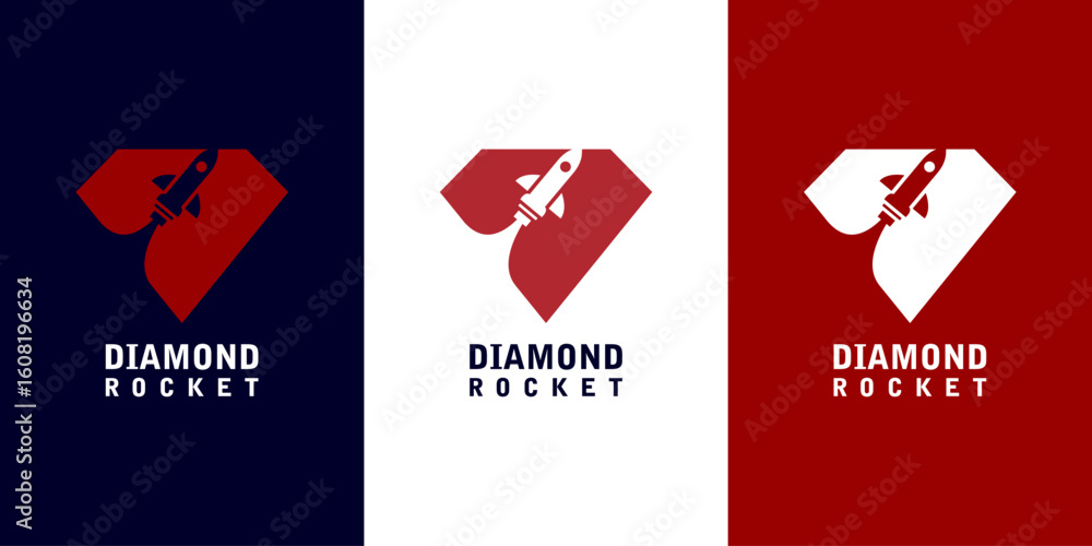 Obraz premium diamond rocket logo design vector