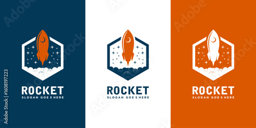 rocket launch logo vector template