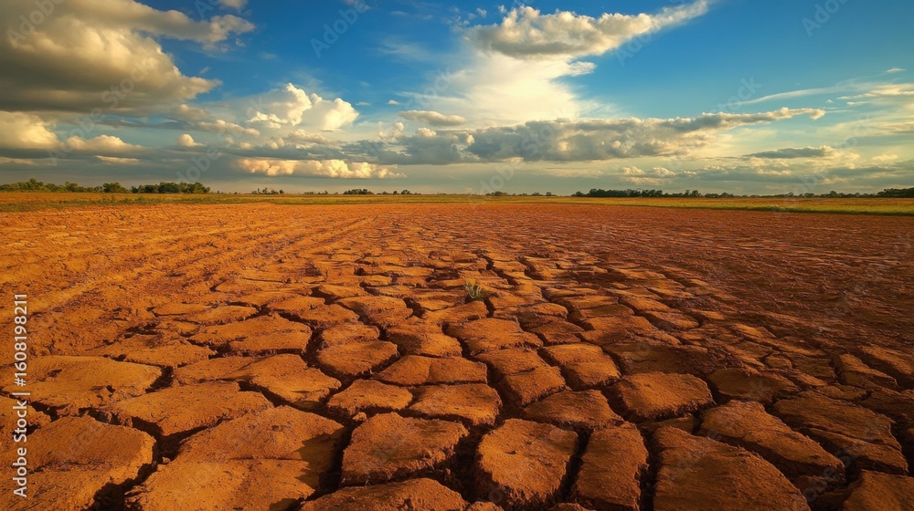 Fototapeta premium Cracked Earth Drought Landscape