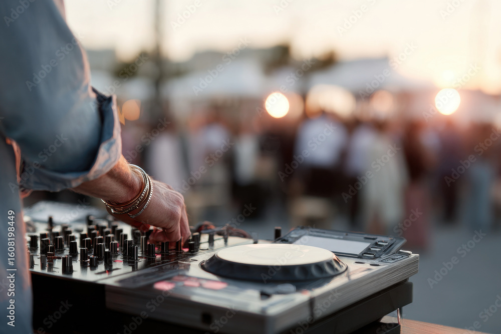 Fototapeta premium ai dj curates music tailored to individuals pulse creating dynamic exchange between humanity and technology