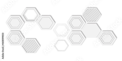  white hexagons arranged in a repeating honeycomb structure design creating a modern and abstract geometric design for visual appeal.