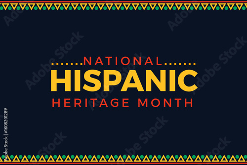 national hispanic heritage banner design with border ethnic pattern