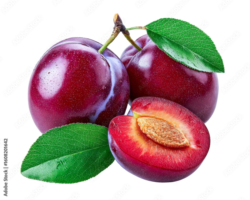 Foto fresh plums isolated on transparent background