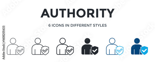 Authority Icon In Different Style Vector Illustration. Designed In Thin Line, Regular Line, Bold Line, Glyph, Color Line, And Color Glyph Style Can Be Used For Web