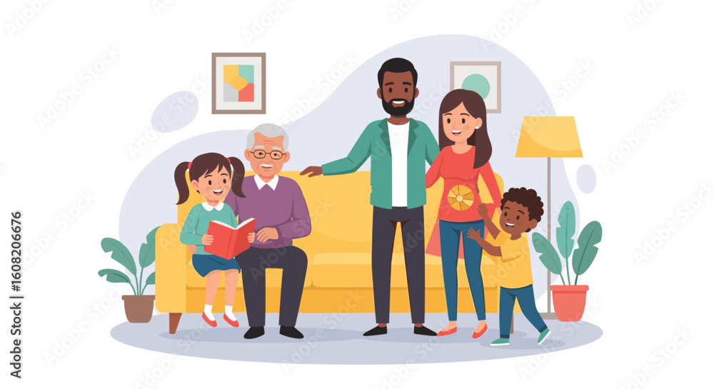 Happy multigenerational family at home, perfect for family, love, and togetherness themed websites and brochures. Happy multigenerational family at home, perfect for family, love, and togetherness themed websites and brochures.