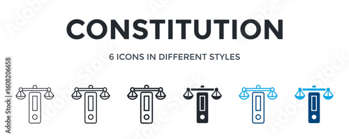 Constitution Icon In Different Style Vector Illustration. Designed In Thin Line, Regular Line, Bold Line, Glyph, Color Line, And Color Glyph Style Can Be Used For Web