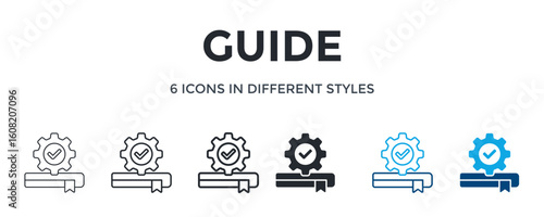 Guide Icon In Different Style Vector Illustration. Designed In Thin Line, Regular Line, Bold Line, Glyph, Color Line, And Color Glyph Style Can Be Used For Web