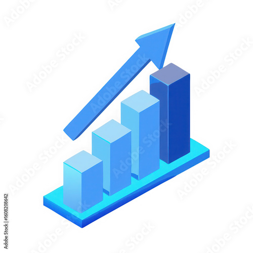 Free Download Blue bar chart with upward arrow isolated on transparent background - GFXLoad
