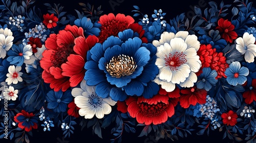 Wallpaper Mural Elegant Floral Arrangement in Patriotic Colors for Celebratory Occasions Torontodigital.ca