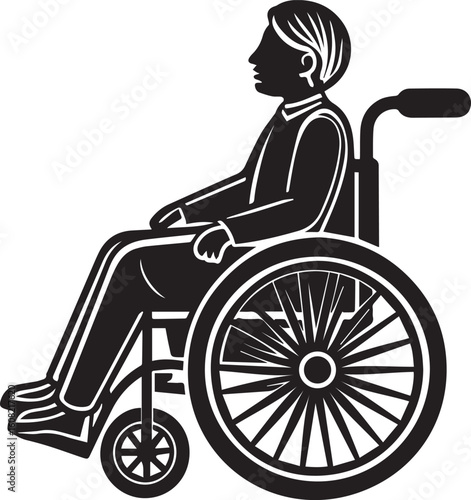man in wheelchair vector, disabled person on wheelchair silhouette vector file