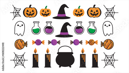 set of halloween vector illustrator 