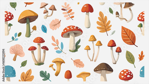 seamless pattern with mushrooms