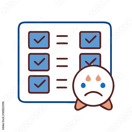 A cartoon depicting a task list and a sad character, highlighting the burden of incomplete tasks and the importance of staying organized. 