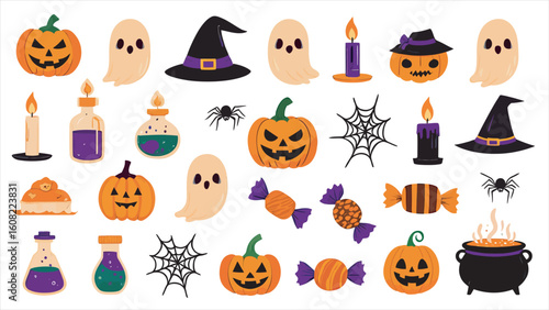 set of halloween vector illustrator 