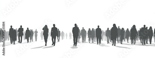 Silhouettes of people walking