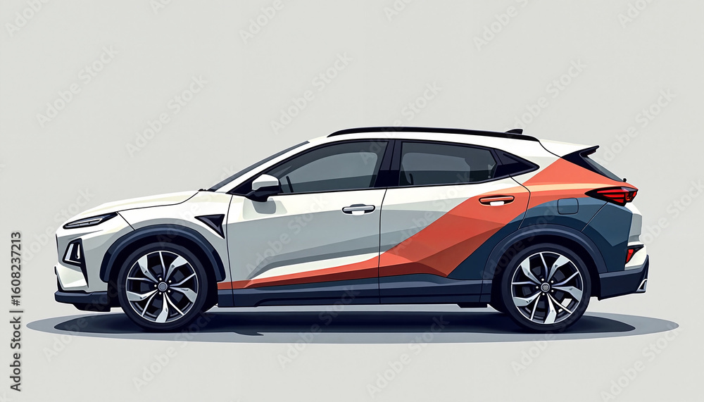 Fototapeta premium Stylish car illustration with geometric design 