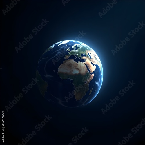 Earth in space. A close up of the Earth with the continents of Africa and Europe visible. 