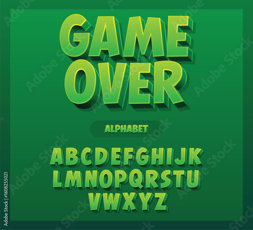 Green 3D Cartoon Game Title Text Alphabet