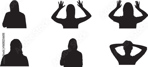 Silhouettes of People Expressing Gestures, Emotions, and Body Language Diversity.