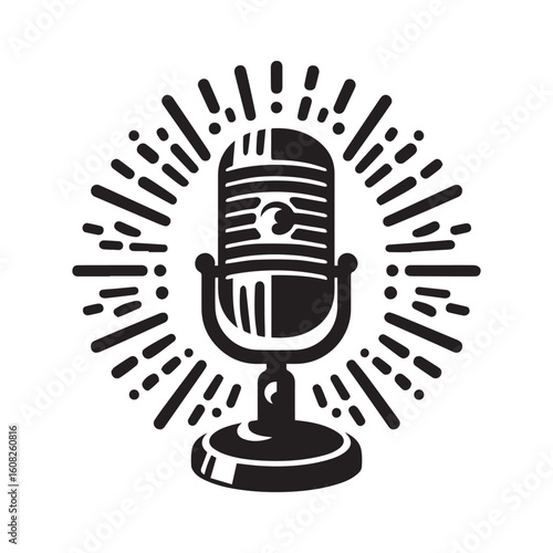 microphone   vector silhouette  Graphic white background design 