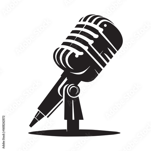 microphone   vector silhouette  Graphic white background design 