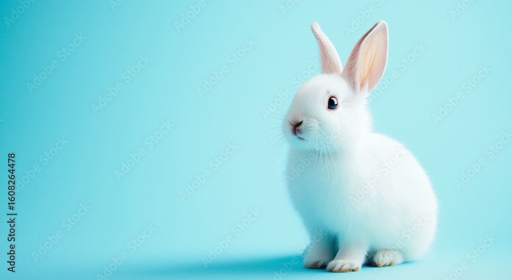 Obraz premium foto de estúdio de animais com foco em fundo azul bebê