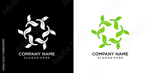 Green leaf shaped recycling symbol, Eco-friendly concept