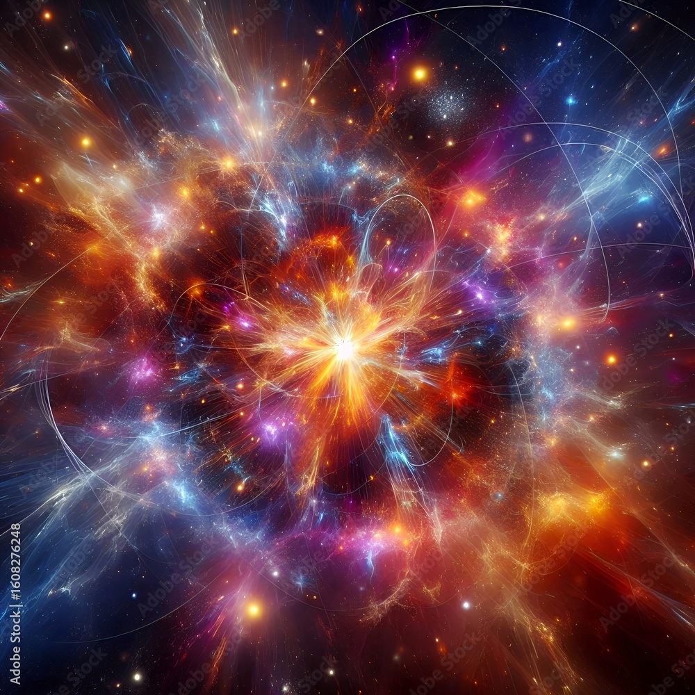 Naklejka premium Galactic Radiance: Exploding Star in Nebular Field