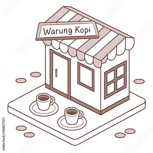 Isometric Warung Kopi Illustration
