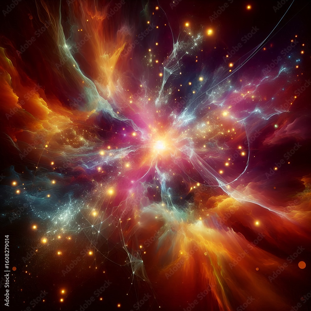 Obraz premium Stellar Genesis: Fiery Explosion in Deep Space 