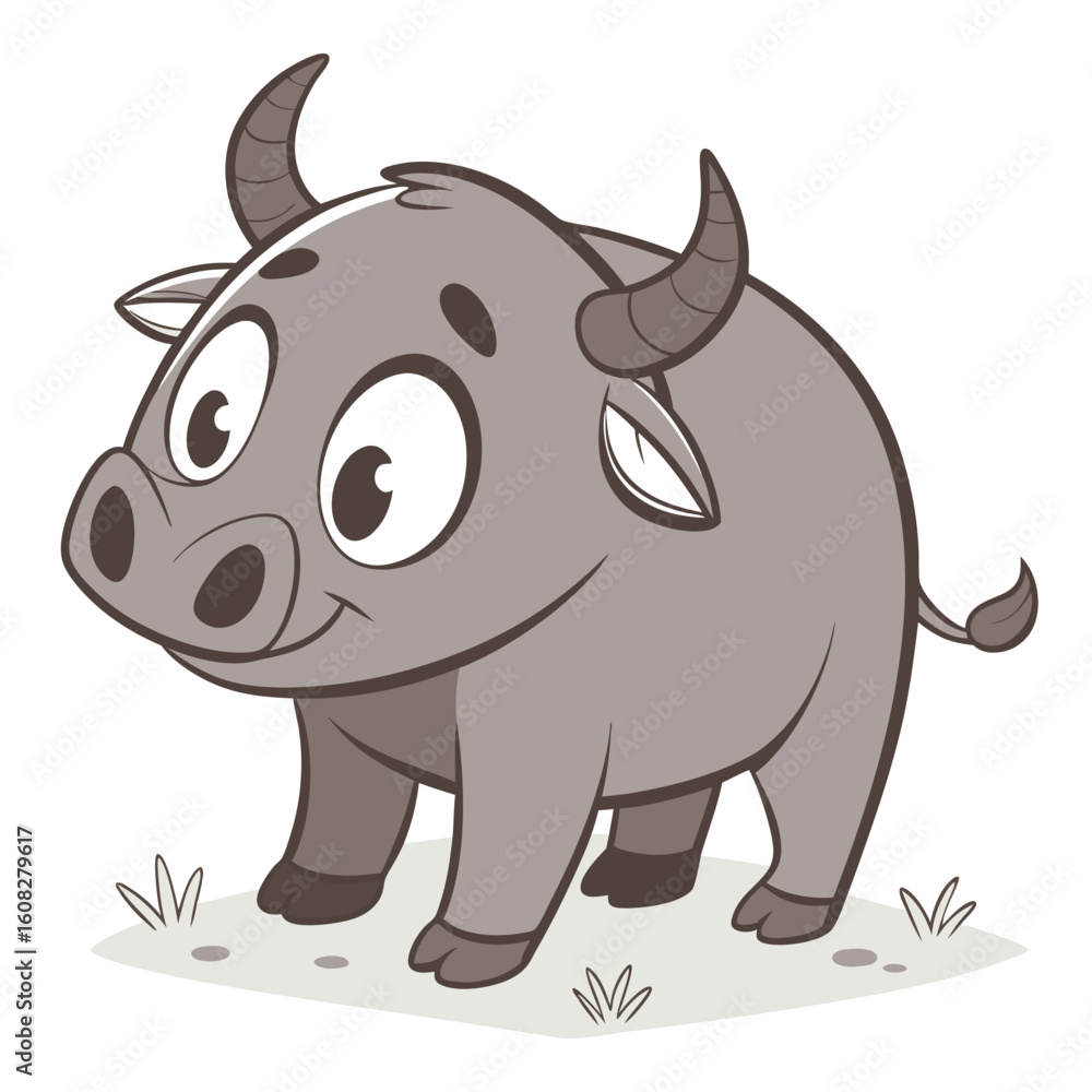 Fototapeta premium Cartoon Water Buffalo Illustration