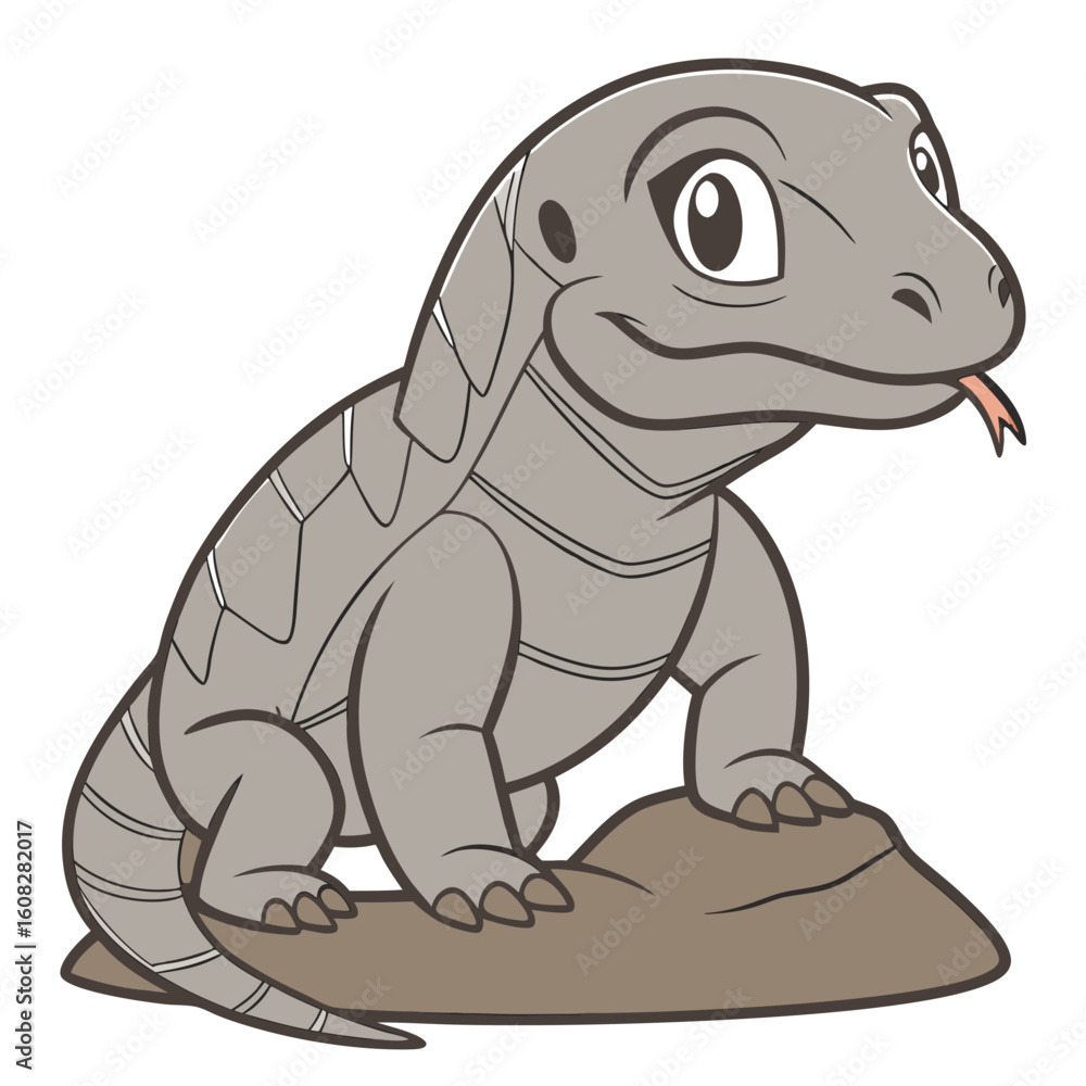 Fototapeta premium Cute Cartoon Komodo Dragon Illustration