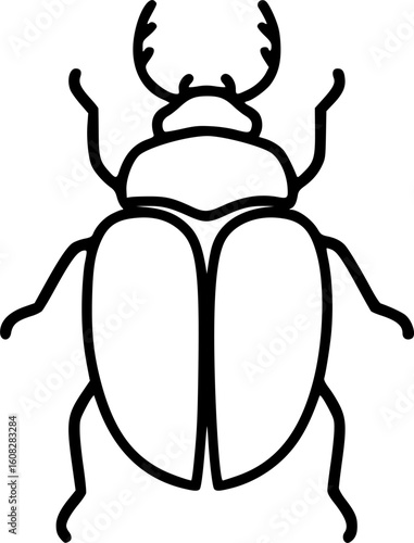 beetle silhouette line art vector illustration with a white background
