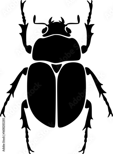 beetle silhouette line art vector illustration with a white background
