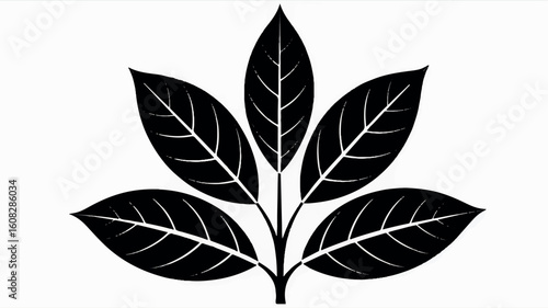 Elegant black and white silhouette illustration of a healthy bay leaf plant perfect for culinary or botanical designs